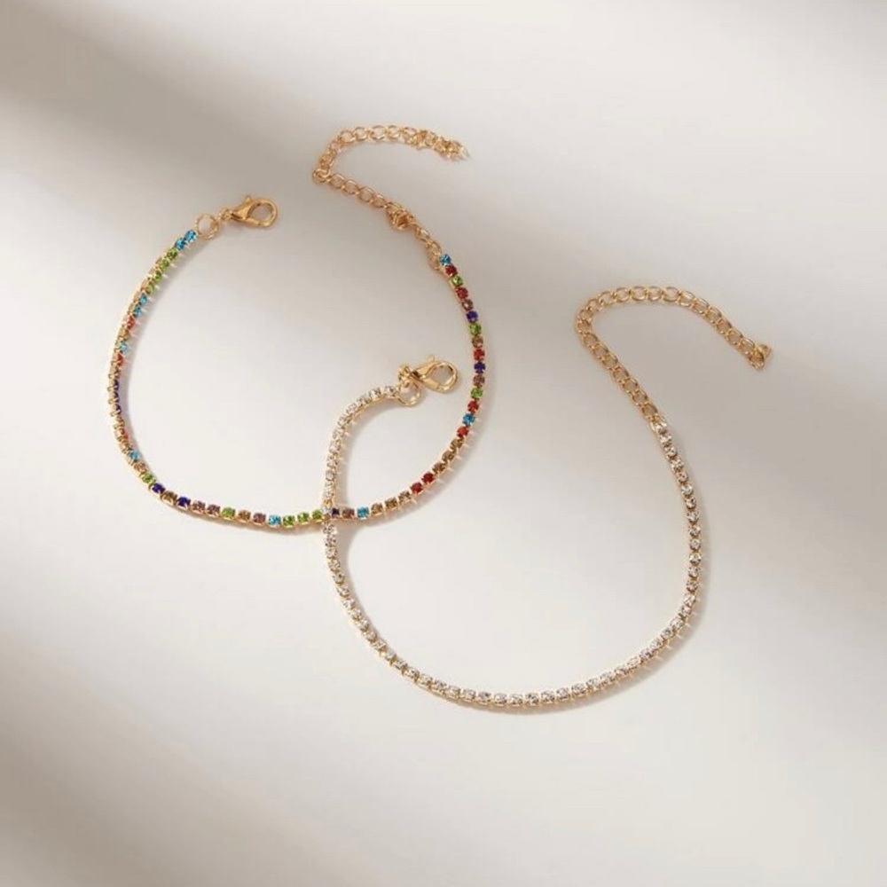 3/$30 💛 2Pc Rhinestone Anklet - Picture 4 of 4